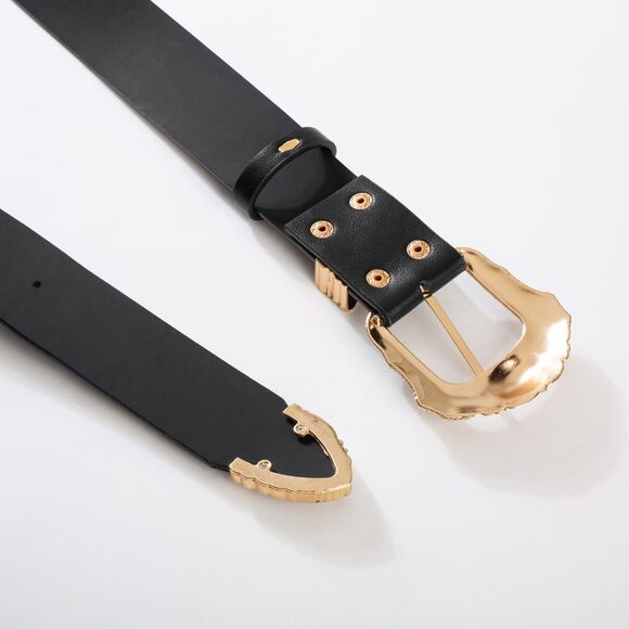 Women Black Cowgirl Belt Renaissance Country Western Leather Belts Pure Black🦑 - Picture 5 of 6